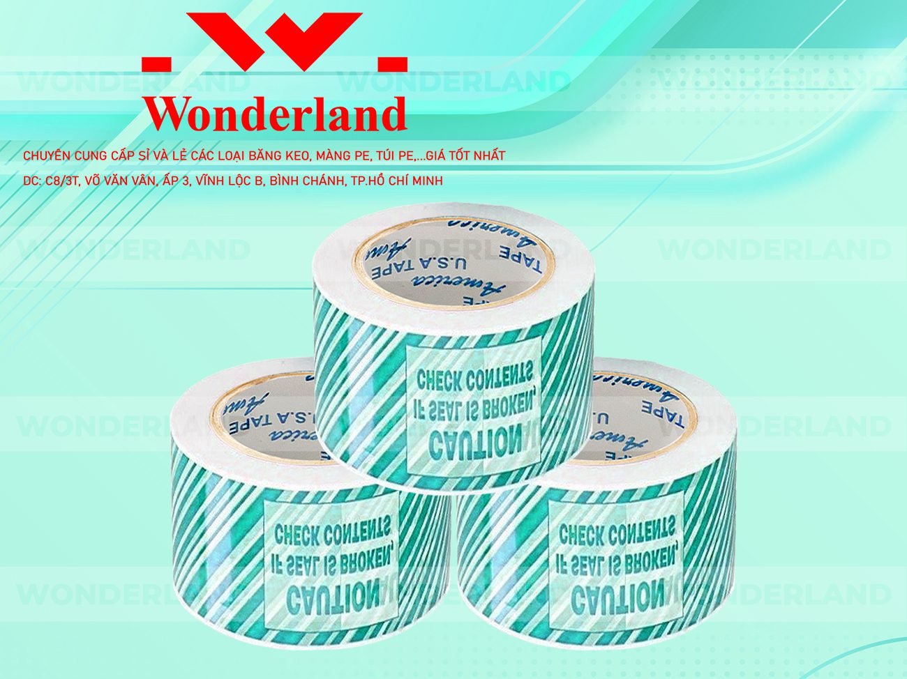 BĂNG KEO IN SIZE 55MM WONDERLAND CHẤT LƯỢNG