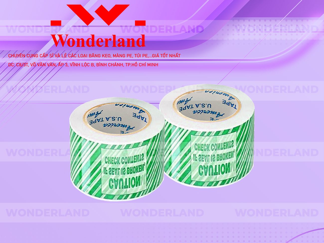 BĂNG KEO IN SIZE 57MM WONDERLAND CHẤT LƯỢNG