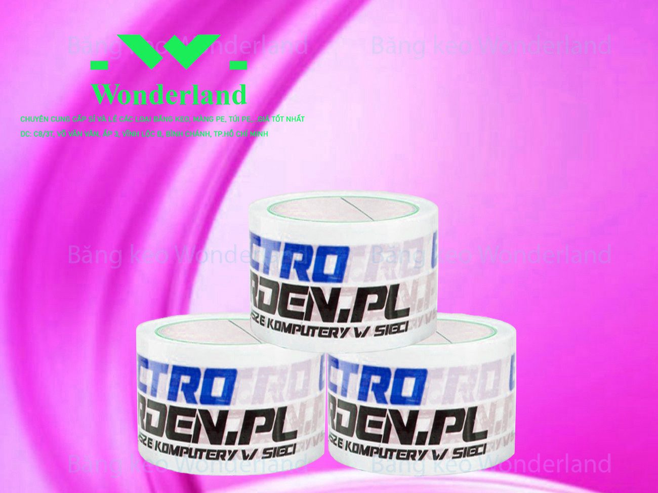 BĂNG KEO IN SIZE 57MM WONDERLAND CHẤT LƯỢNG TỐT NHẤT