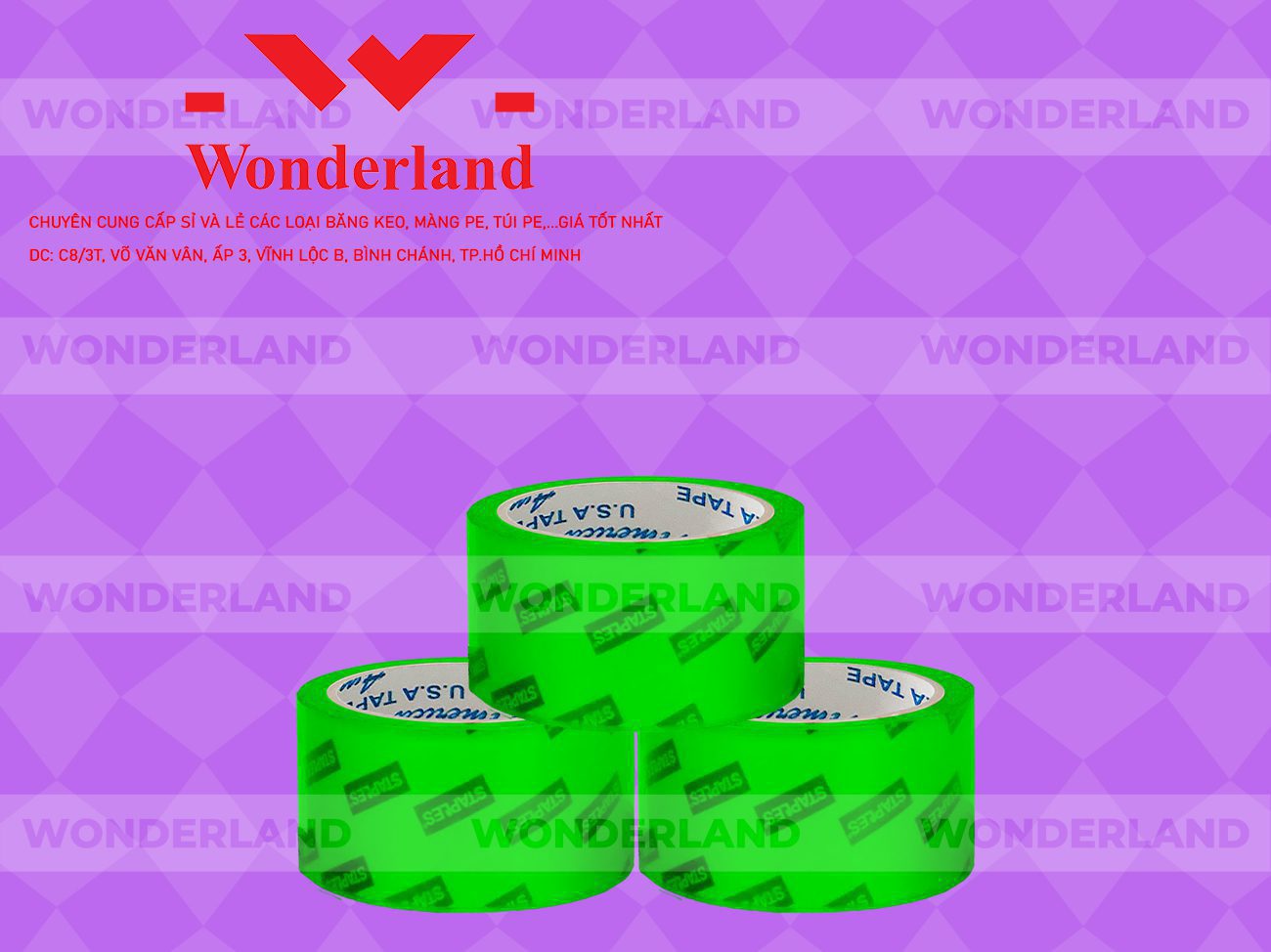 BĂNG KEO IN SIZE 57MM WONDERLAND CHẤT LƯỢNG