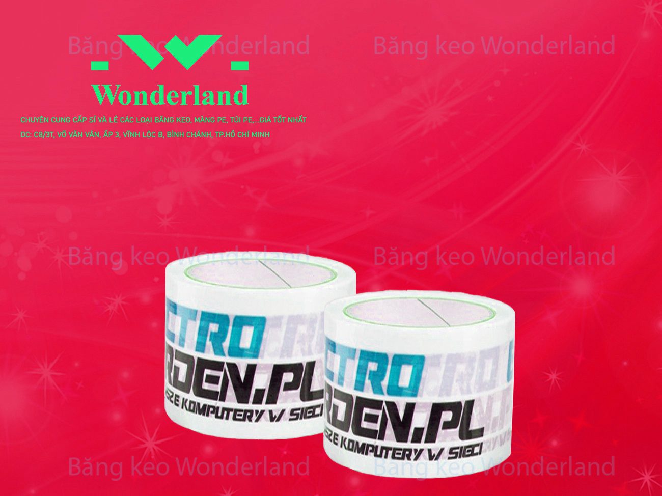 BĂNG KEO IN SIZE 59MM WONDERLAND CHẤT LƯỢNG TỐT NHẤT