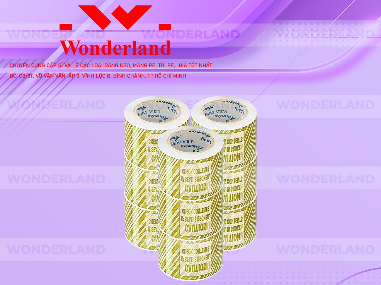 BĂNG KEO IN SIZE 59MM WONDERLAND CHẤT LƯỢNG