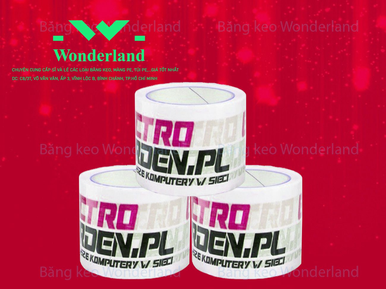 BĂNG KEO IN SIZE 61MM WONDERLAND CHẤT LƯỢNG TỐT NHẤT