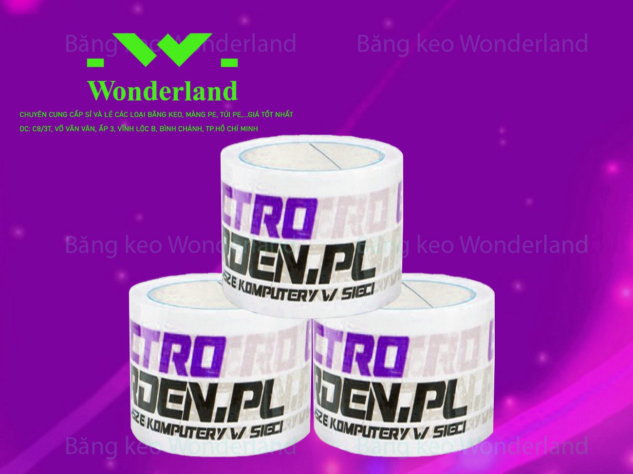 BĂNG KEO IN SIZE 63MM WONDERLAND CHẤT LƯỢNG TỐT NHẤT