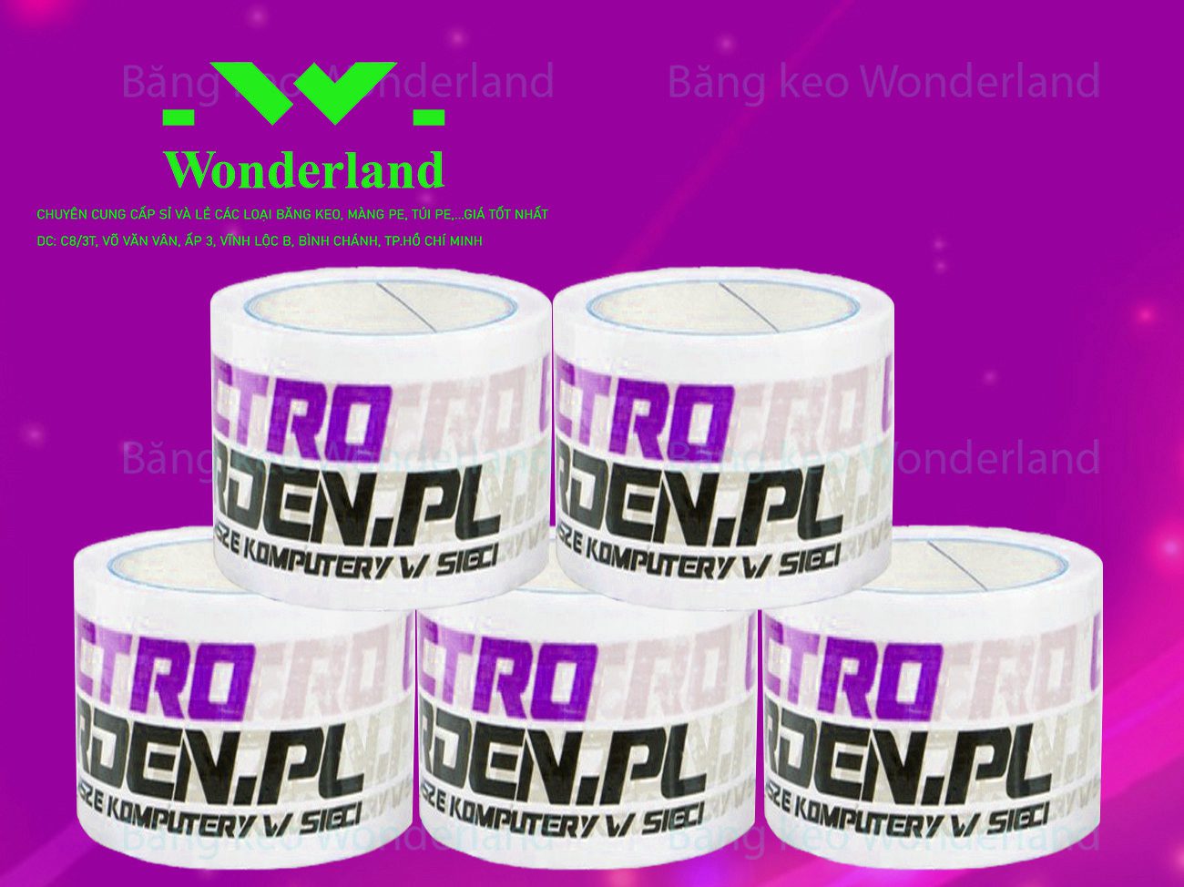 BĂNG KEO IN SIZE 63MM WONDERLAND GIÁ TỐT
