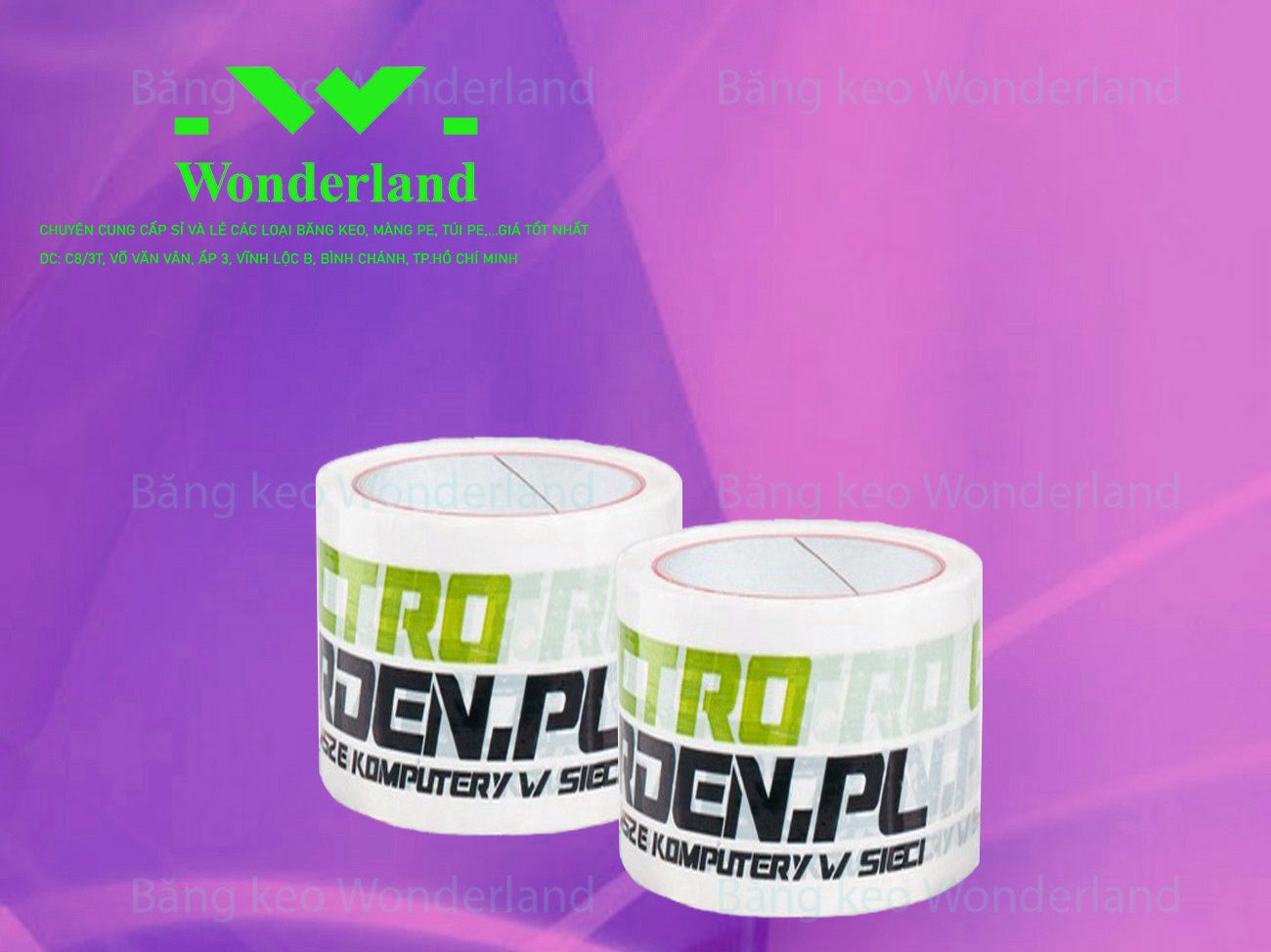 BĂNG KEO IN SIZE 65MM WONDERLAND CHẤT LƯỢNG TỐT NHẤT