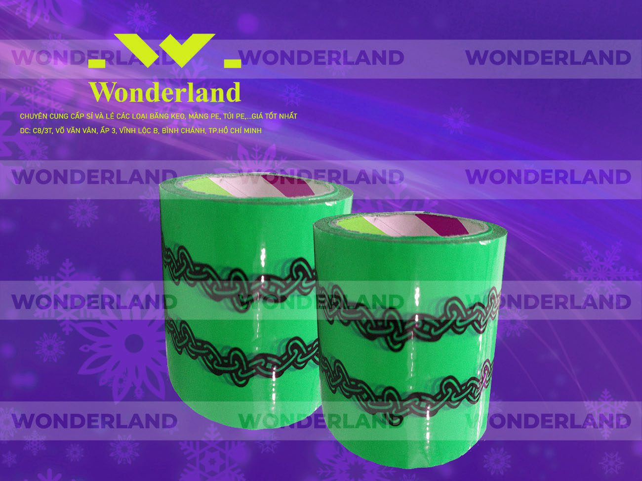 BĂNG KEO IN LOGO SIZE 73MM WONDERLAND CHẤT LƯỢNG