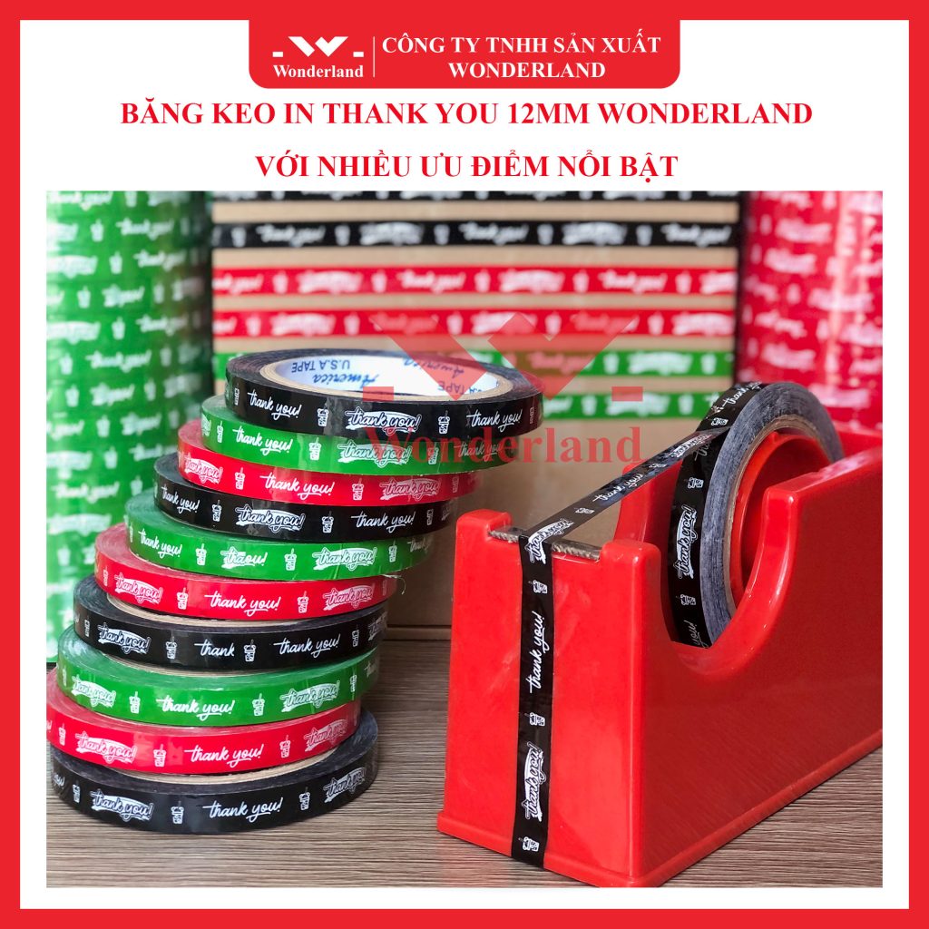 BĂNG KEO IN THANK YOU 12MM WONDERLAND VỚI NHIỀU ƯU ĐIỂM NỔI BẬT