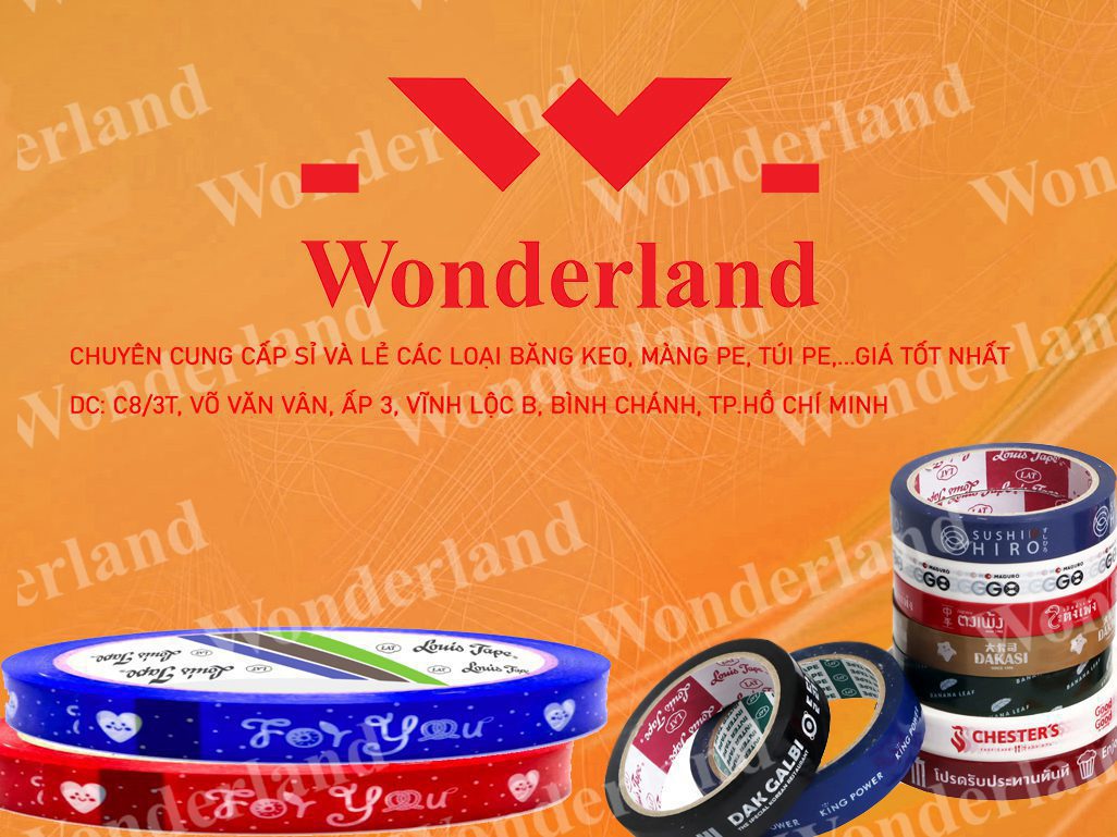 BĂNG KEO IN THƯƠNG HIỆU 12MM CHẤT LƯỢNG CAO TẠO WONDERLAND