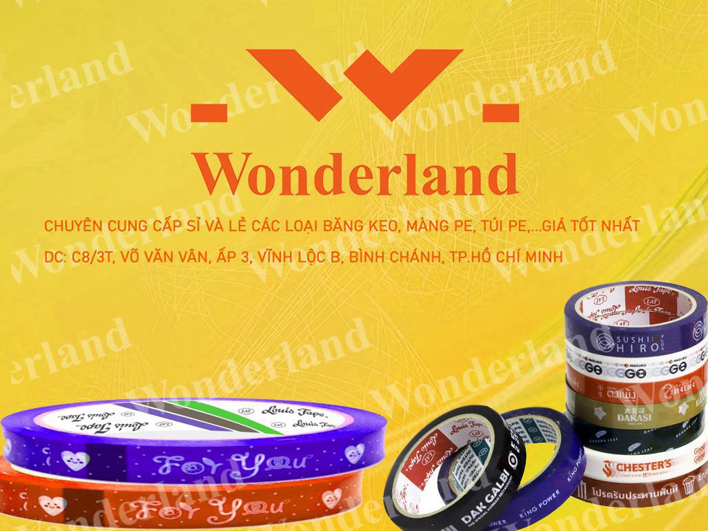 BĂNG KEO IN THƯƠNG HIỆU 12MM WONDERLAND CHẤT LƯỢNG CAO