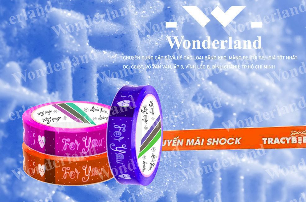 BĂNG KEO IN THƯƠNG HIỆU 18MM WONDERLAND CHẤT LƯỢNG CAO