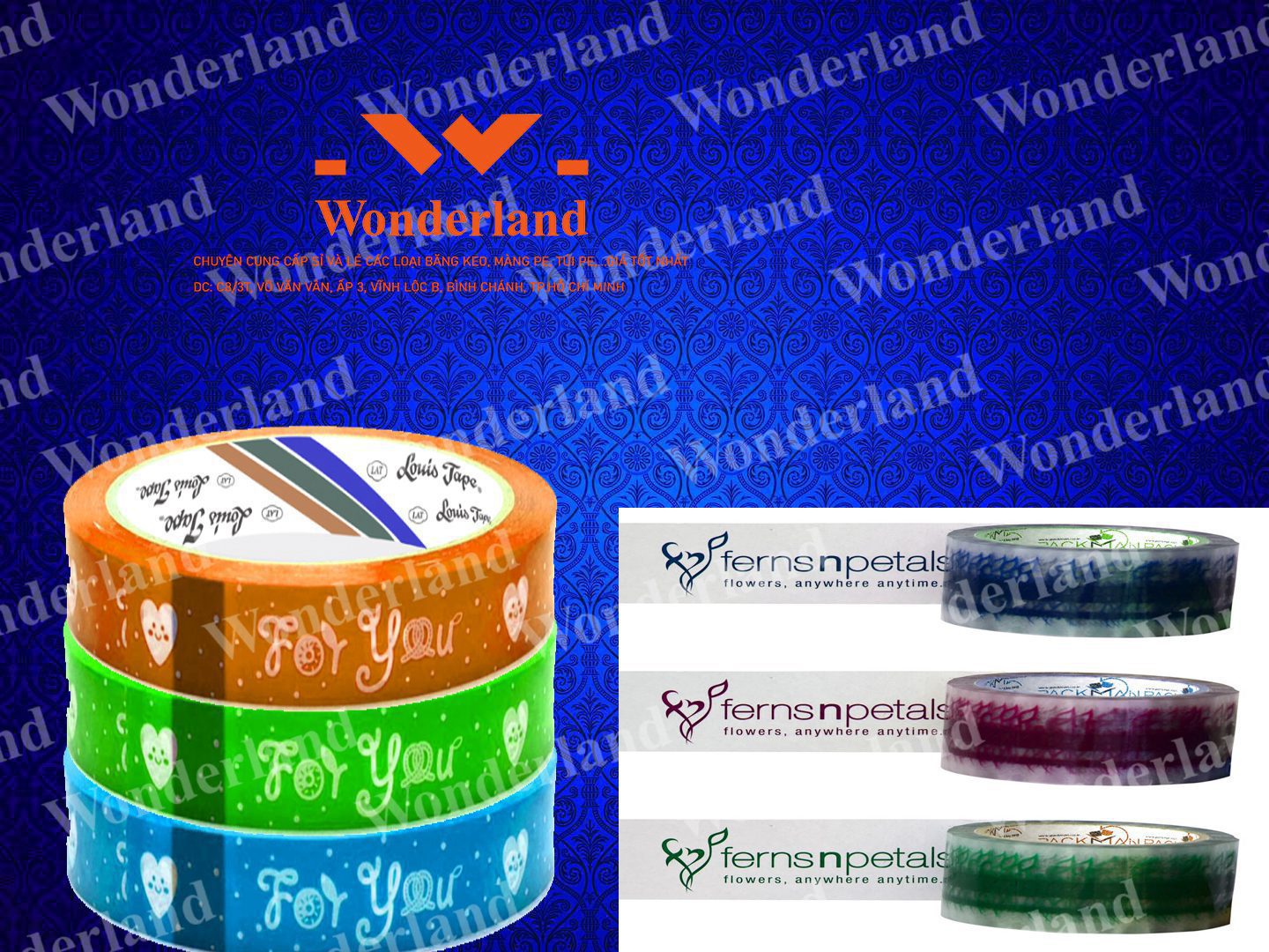 BĂNG KEO IN THƯƠNG HIỆU SIZE 24MM WONDERLAND CHẤT LƯỢNG CAO