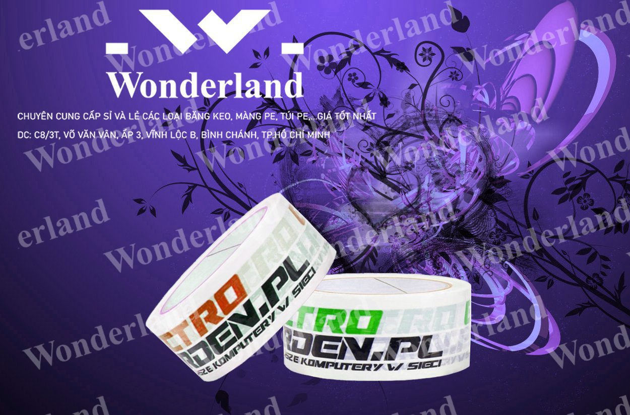 BĂNG KEO IN THƯƠNG HIỆU SIZE 40MM WONDERLAND CHẤT LƯỢNG CAO
