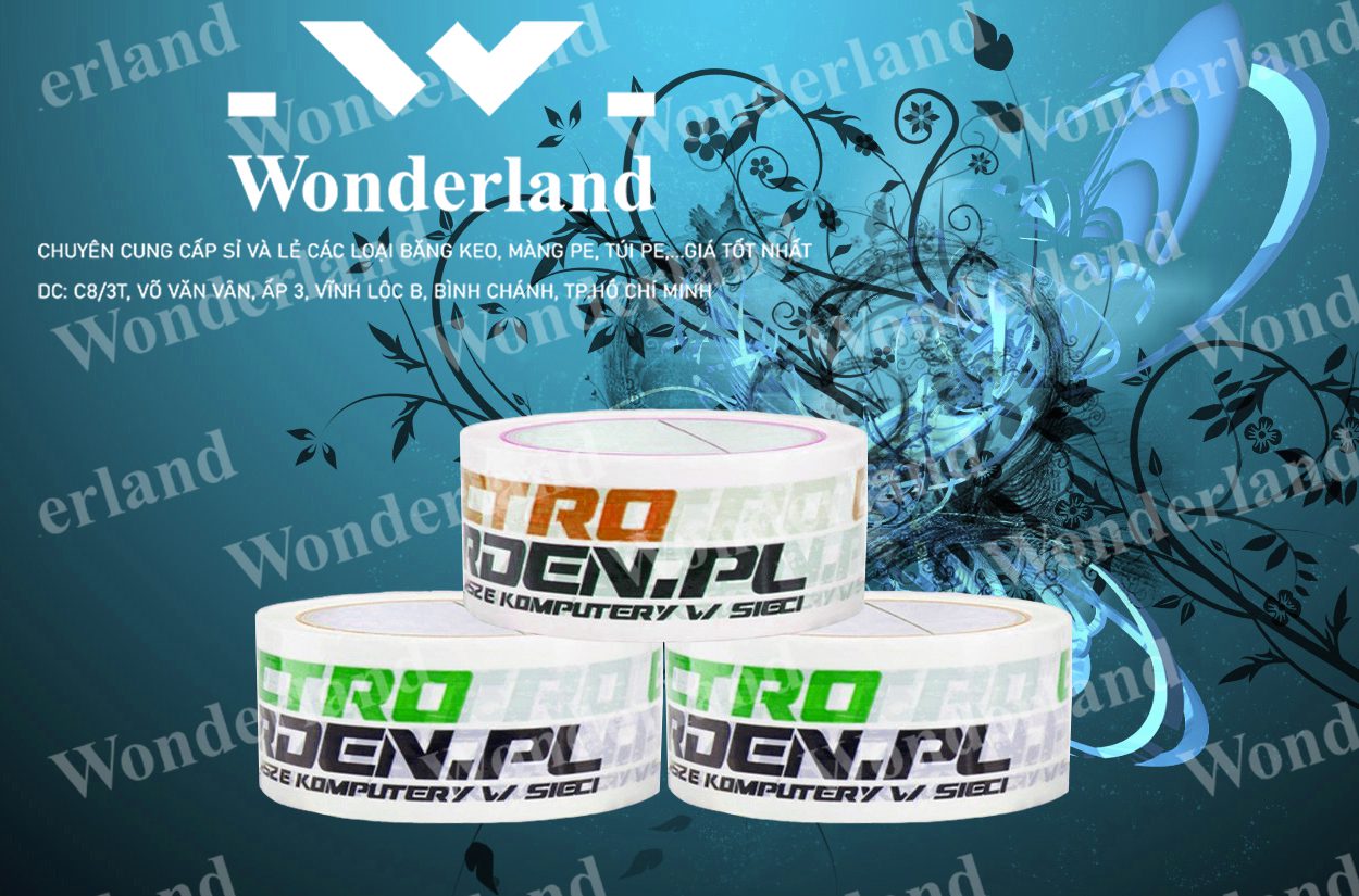 BĂNG KEO IN THƯƠNG HIỆU SIZE 40MM WONDERLAND GÁI SỈ TỐT NHẤT