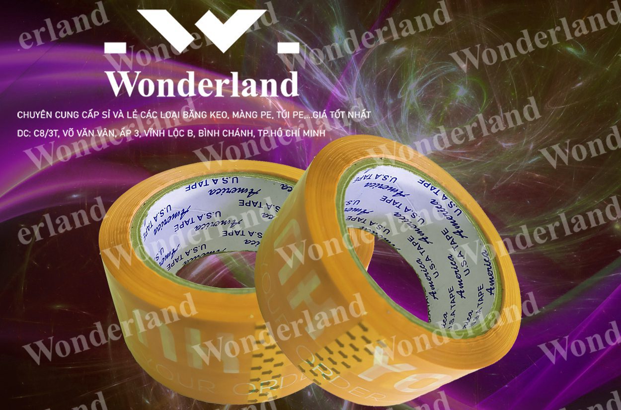 BĂNG KEO IN THƯƠNG HIỆU SIZE 48MM WONDERLAND CHẤT LƯỢNG CAO