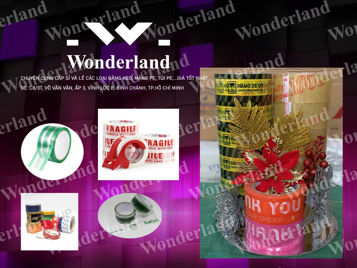 BĂNG KEO IN 58MM WONDERLAND NHIỀU MÀU-GIÁ SỈ TỐT NHẤT