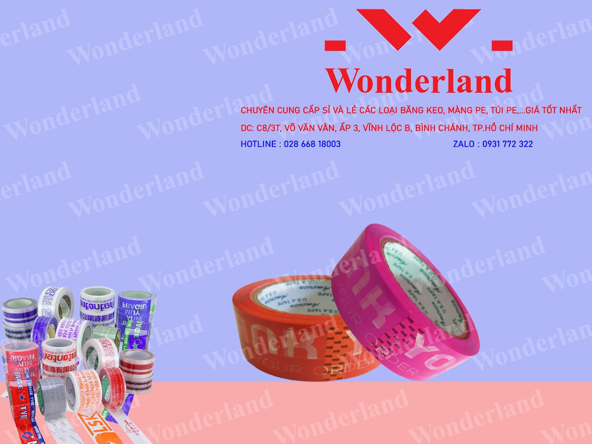 BĂNG KEO IN WONDERLAND NHIỀU MÀU SẮC THEO YÊU CẦU