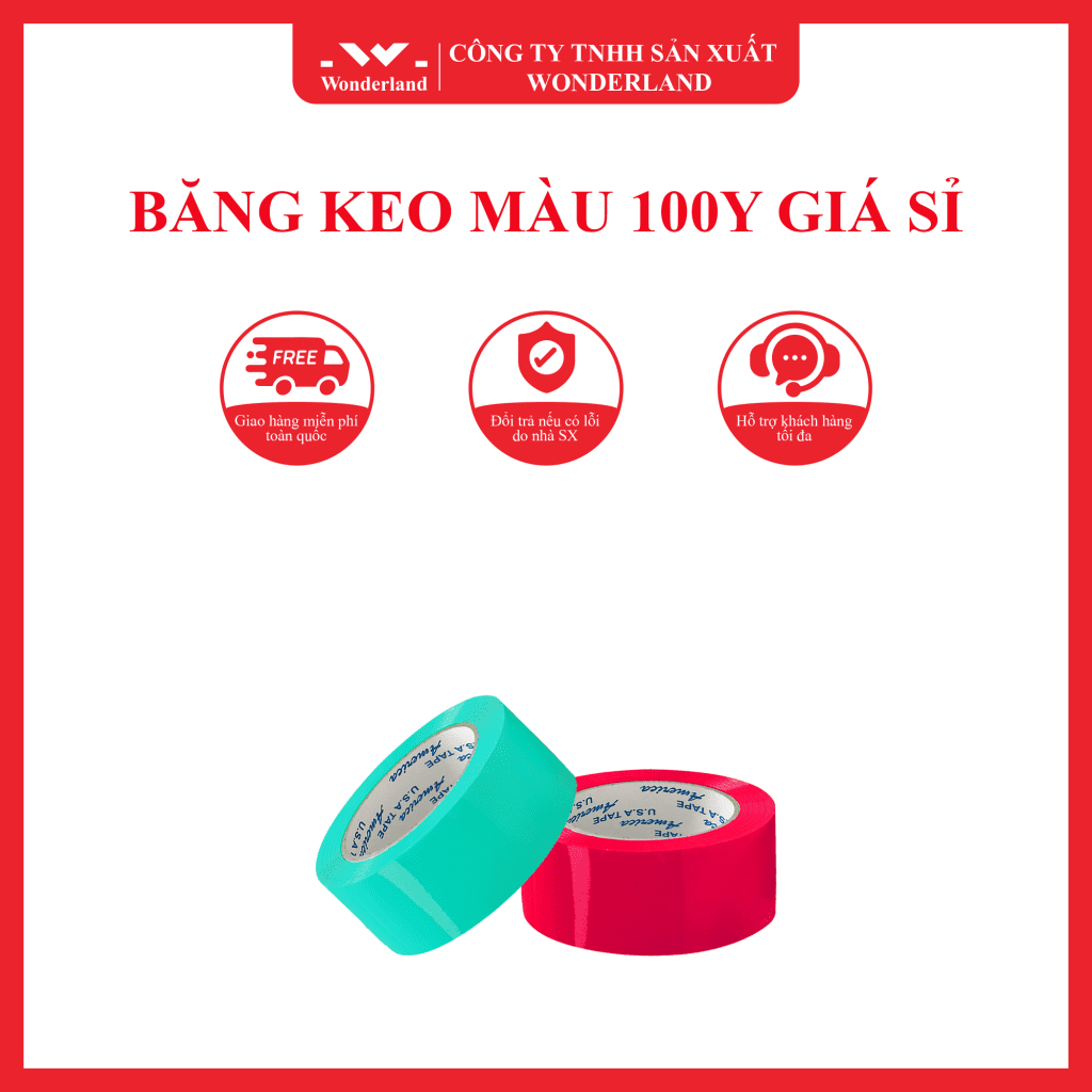 BĂNG KEO MÀU 100Y TẠI WONDERLAND ĐẢM BẢO CHẤT LƯỢNG