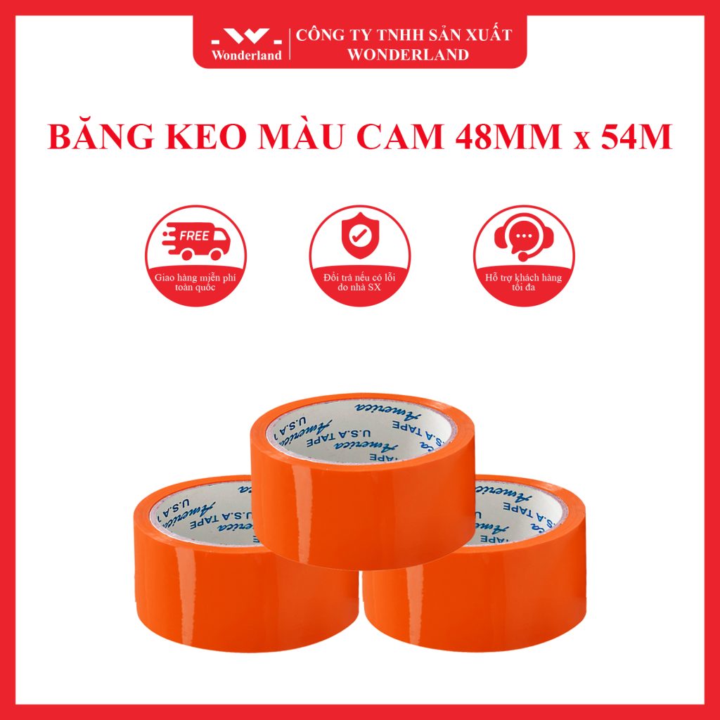 BĂNG KEO MÀU CAM 48MM x 54M WONDERLAND