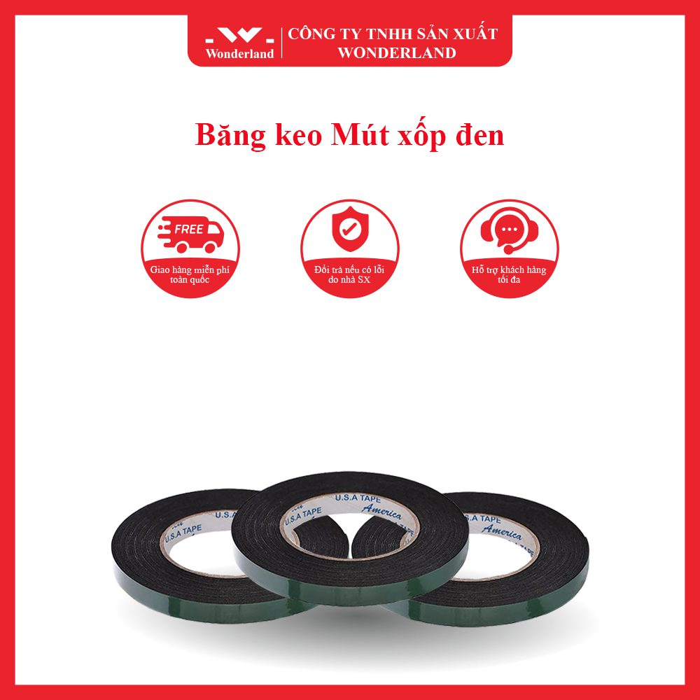 Băng keo Mút xốp đen chất lượng tại Wonderland