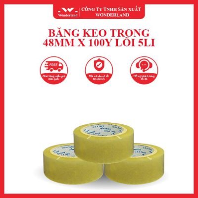 BĂNG KEO TRONG 48MM X 100Y LÕI 5LI WONDERLAND