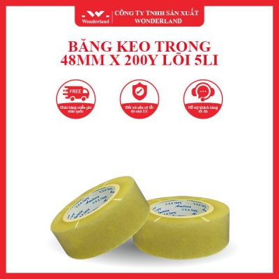 BĂNG KEO TRONG 48MM X 200Y LÕI 5LI WONDERLAND