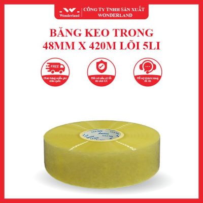 BĂNG KEO TRONG 48MM X 420M LÕI 5LI WONDERLAND