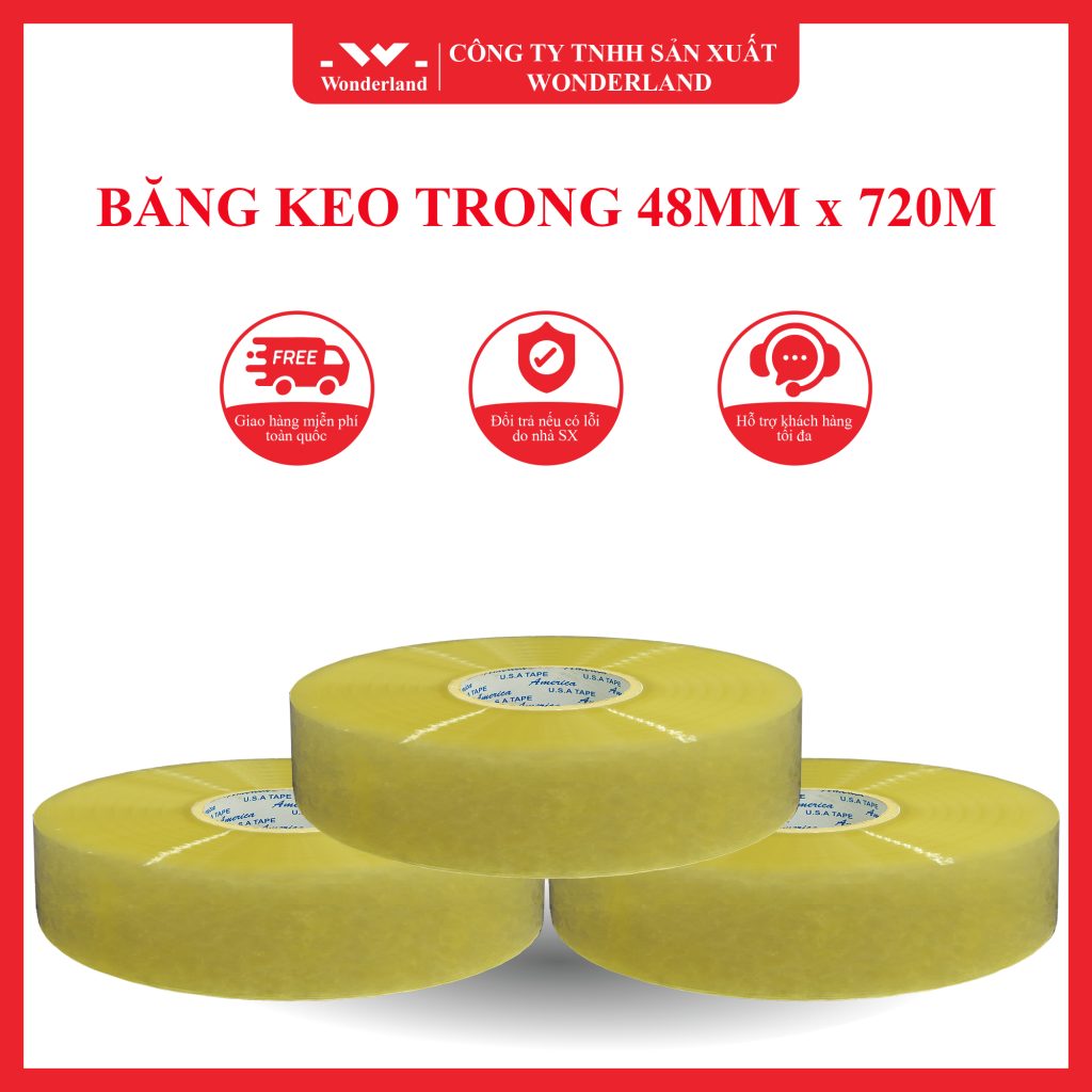 BĂNG KEO TRONG 48MM X 720M ĐA DỤNG TẠI CÔNG TY WONDERLAND