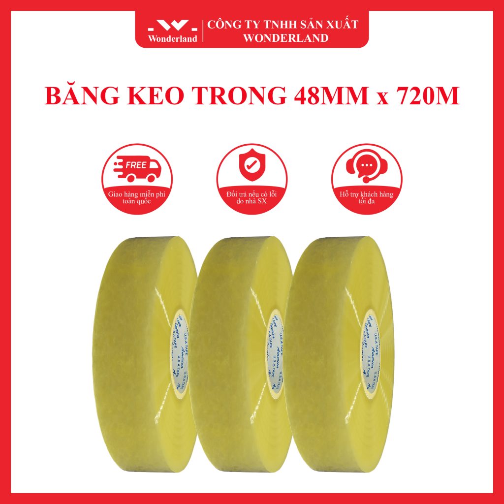 BĂNG KEO TRONG 48MM X 720M WONDERLAND LUÔN CÓ GIÁ SỈ TỐT NHẤT