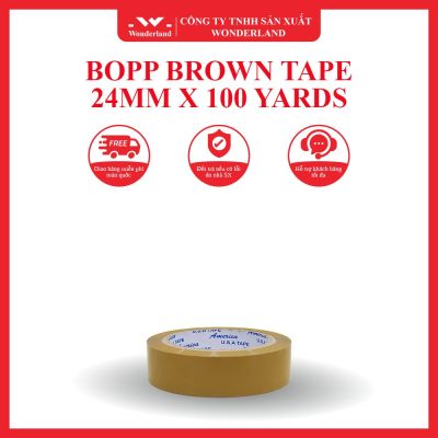 BOPP BROWN TAPE 24MM X 100 YARDS WONDERLAND
