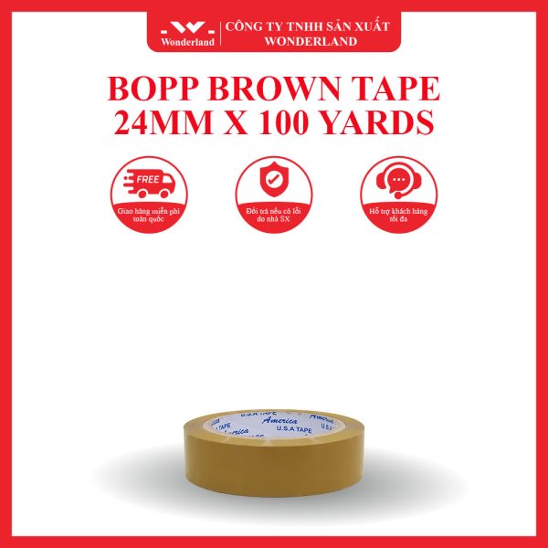 BOPP BROWN TAPE 24MM X 100 YARDS WONDERLAND