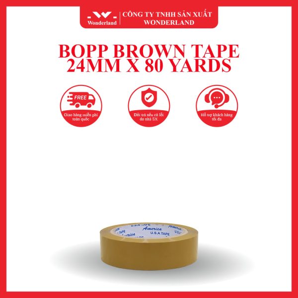 BOPP BROWN TAPE 24MM X 80 YARDS WONDERLAND