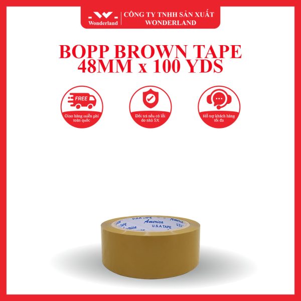 BOPP BROWN TAPE 48MM x 100 YDS WONDERLAND
