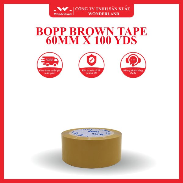 BOPP BROWN TAPE 60MM X 100 YDS WONDERLAND