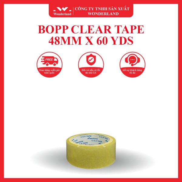 BOPP CLEAR TAPE 48MM X 60 YDS WONDERLAND