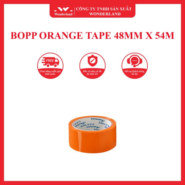 BOPP ORANGE TAPE 48MM X 54M WONDERLAND