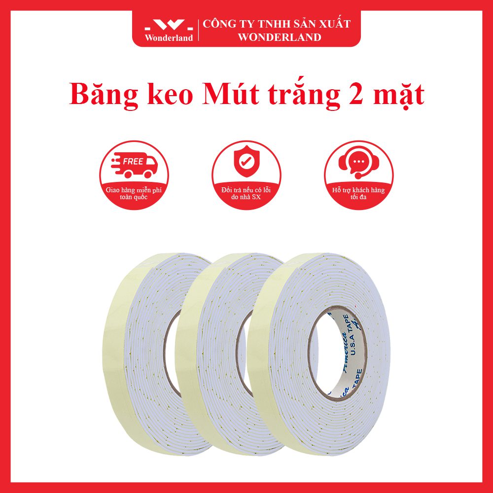 BĂNG KEO MÚT TRẮNG 2 MẶT GIÁ SỈ TỐT NHẤT TẠI WONDERLAND