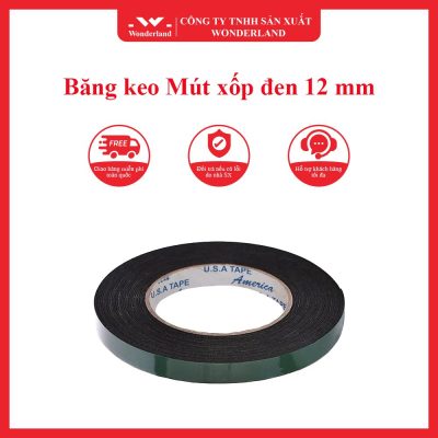 Băng keo Mút xốp đen 12 mm wonderland