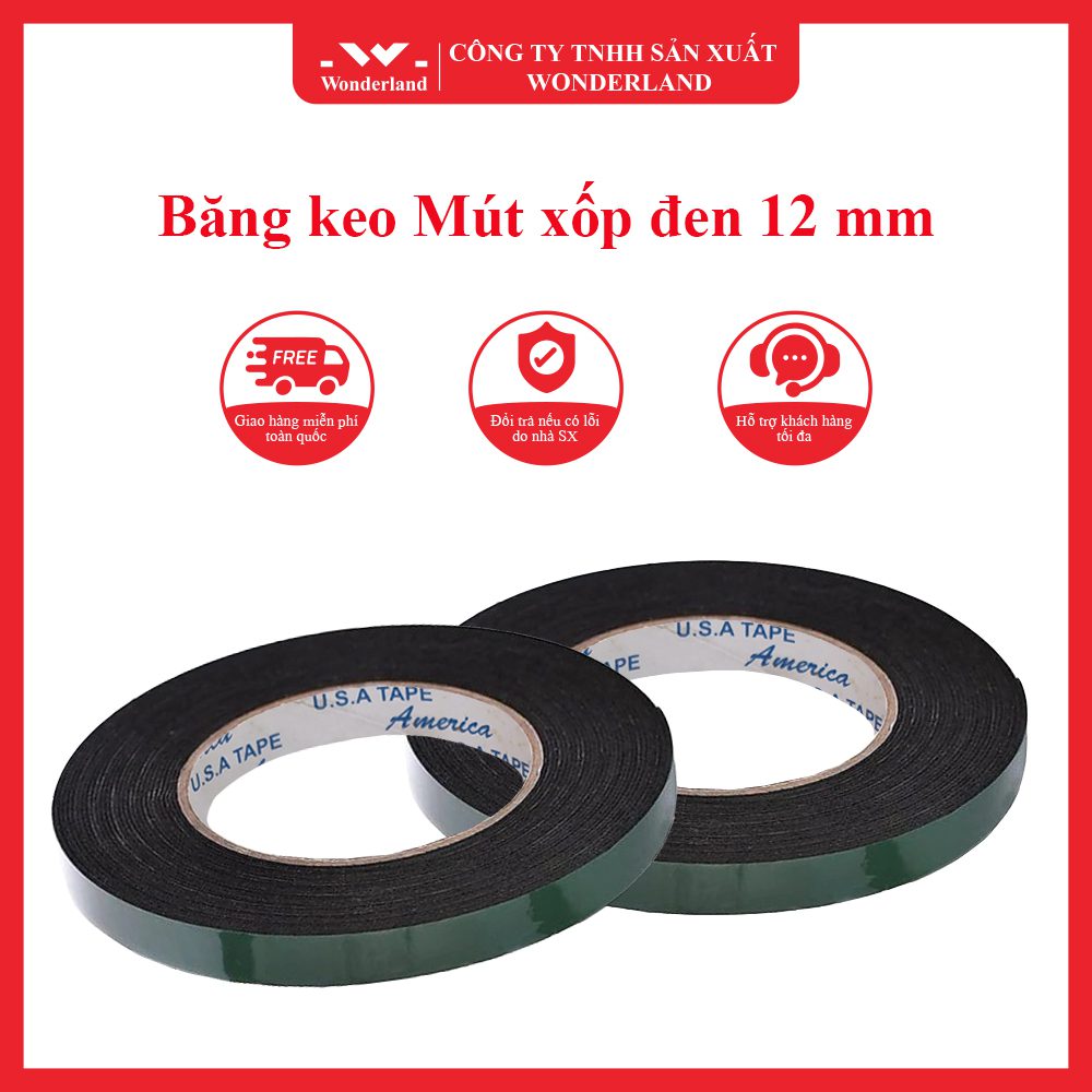 Băng Keo Mút Đốp Đen 12MM