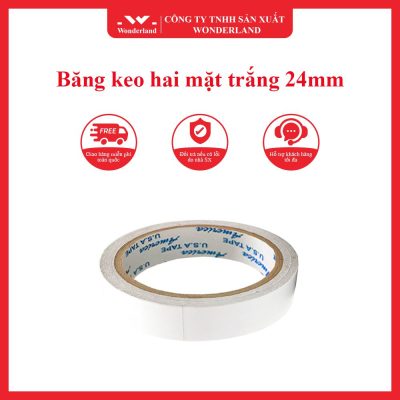 Băng keo hai mặt trắng 24mm wonderland