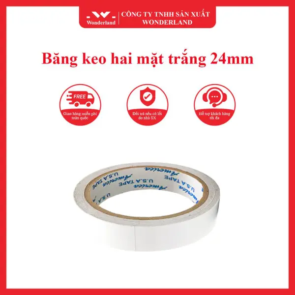Băng keo hai mặt trắng 24mm wonderland