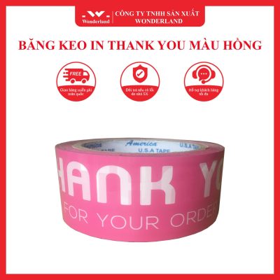 BĂNG KEO IN THANK YOU MÀU HỒNG WONDERLAND
