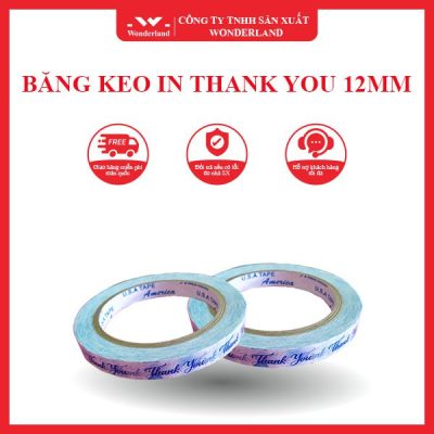 BĂNG KEO IN THANK YOU 12MM WONDERLAND - MẪU TRUYỀN THỐNG