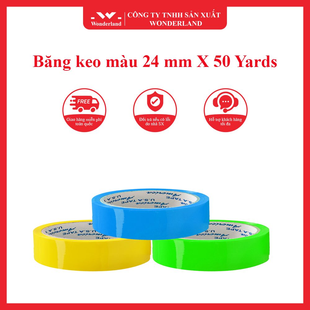 Băng keo màu 24 mm X 50 Yards giá sỉ tốt nhất tại Wonderland