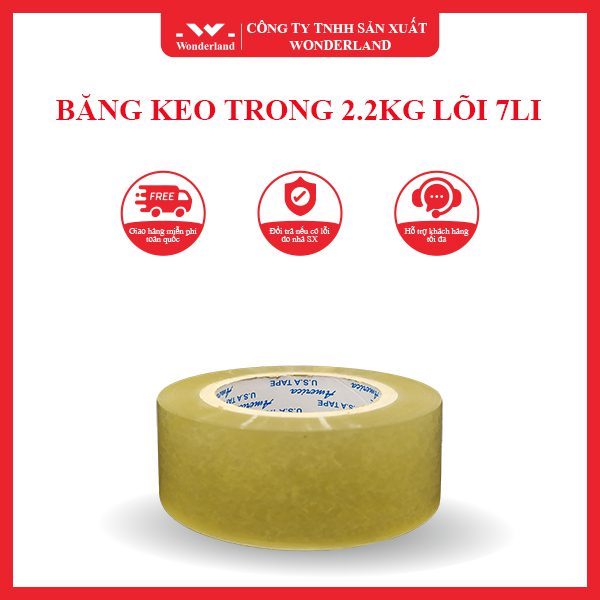 BĂNG KEO TRONG 2.2KG LÕI 7LI WONDERLAND