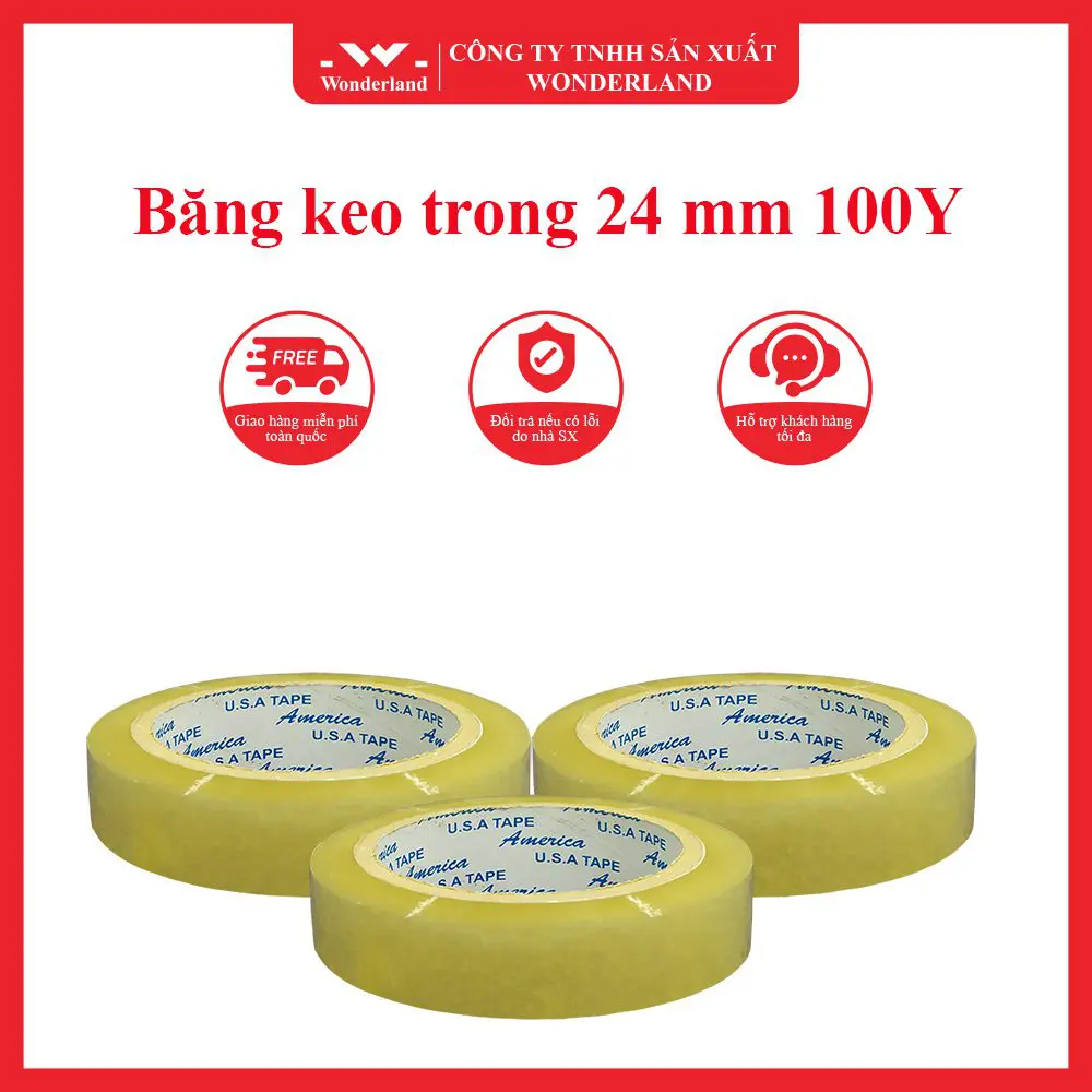 Băng keo trong 24 mm 100Y giá sỉ tốt nhất tại Wonderland