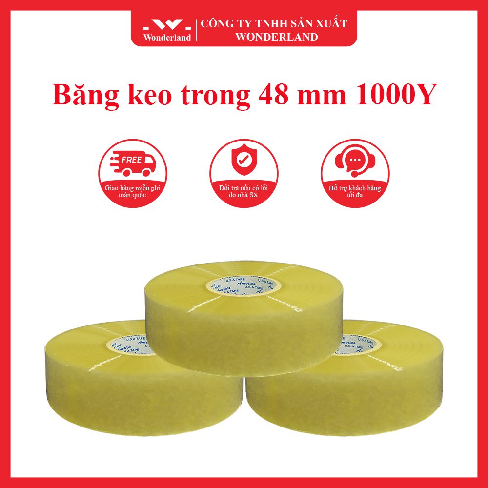 BĂNG KEO TRONG 48MM 1000Y GIÁ SỈ TỐT NHẤT TẠI WONDERLAND