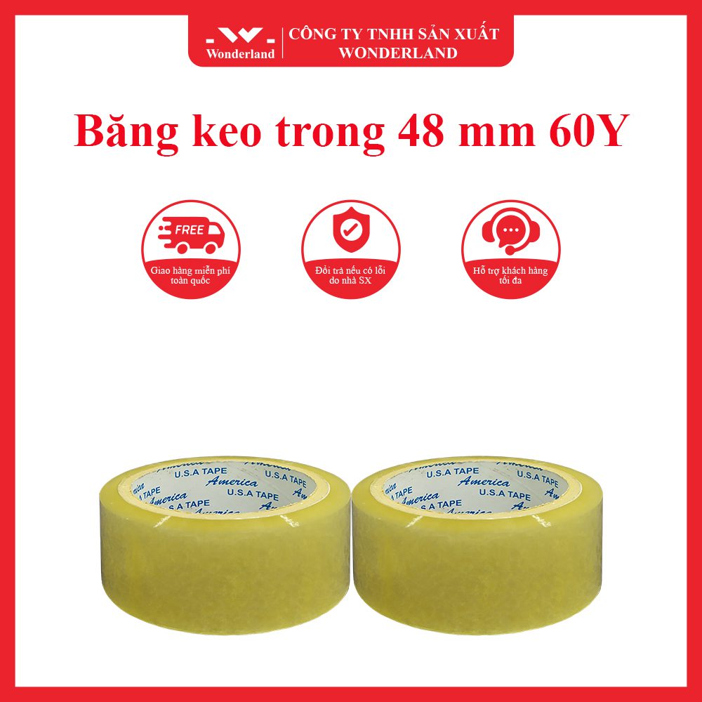 Băng keo trong 48 mm 60Y chất lượng tại Wonderland