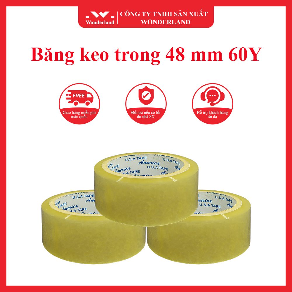 Băng keo trong 48 mm 60Y giá sỉ tốt nhất tại Wonderland