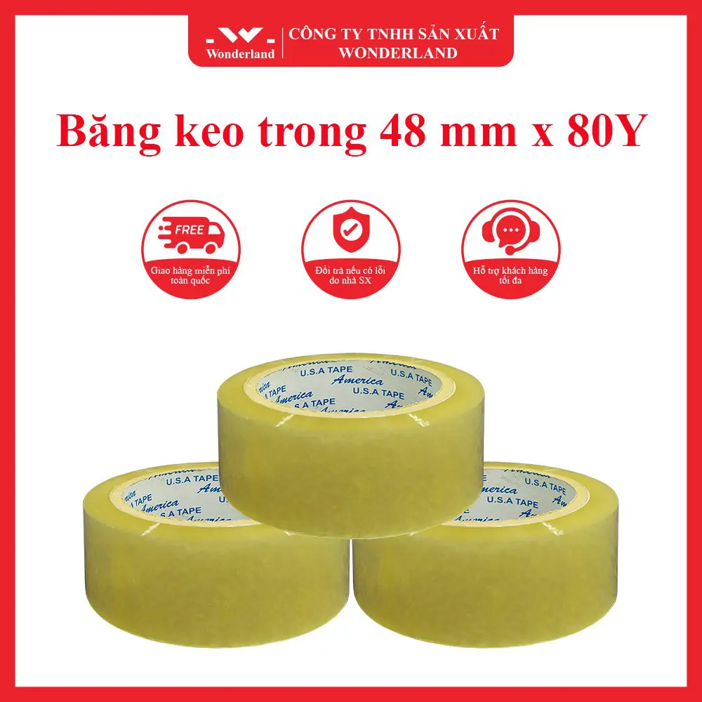 BĂNG KEO TRONG 48MM x 80Y GIÁ SỈ TỐT NHẤT TẠI WONDERLAND